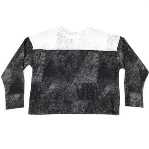 Banana Republic Womens XL Black White Crewneck Long Sleeve Pullover Casual Top